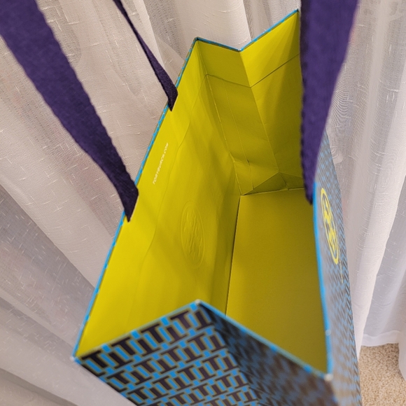 Tory Burch Shopping Bag Teal, Purple, & Neon Yellow Green - Picture 6 of 12